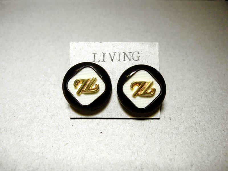 _ Pin earrings retro fashion [/ folder] - Earrings & Clip-ons - Plastic Black