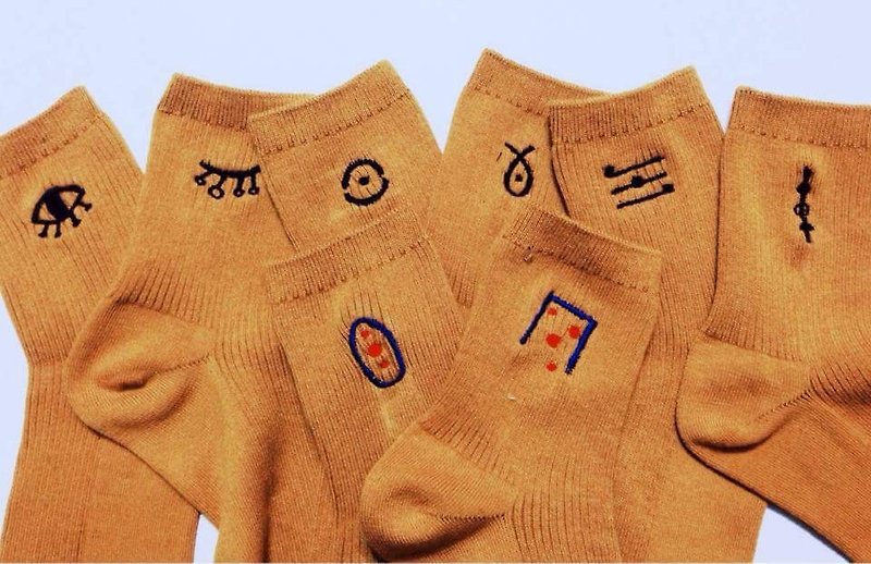 貳號襪 × 放空室聯名 - 襪子 - 棉．麻 橘色