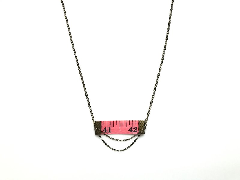Inch Necklace| Tape measure Necklace| Pink - สร้อยคอ - วัสดุอื่นๆ 