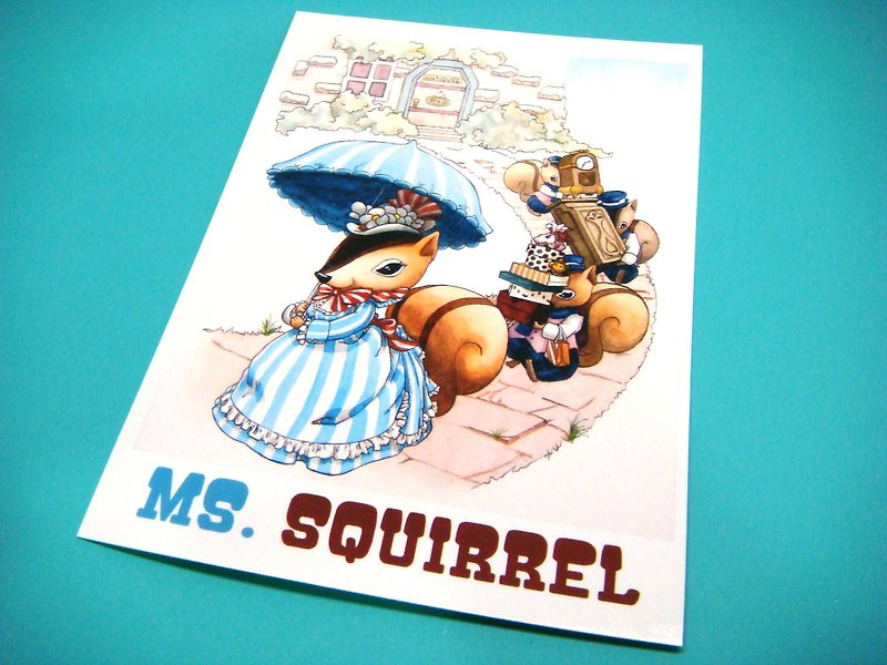 【Pin】Ms. Squirrel│Print│Postcard - การ์ด/โปสการ์ด - กระดาษ สีน้ำเงิน