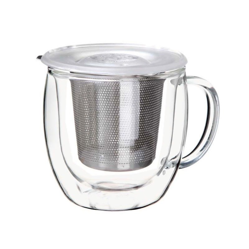 【無藏嚴選】雙層隔熱馬克獨享杯(三件式)-300ml - 茶具/茶杯 - 玻璃 白色