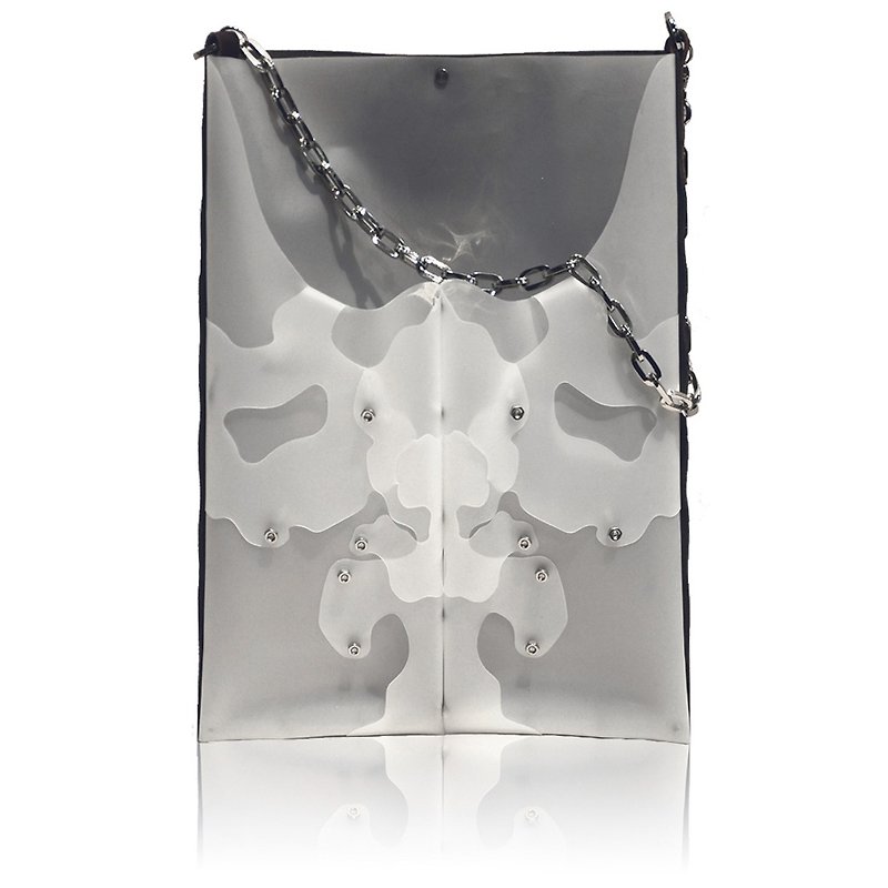 鏍絲組裝得獎糸列"蘭花"主題半透明金屬鏈薄身單肩包(香港設計品牌) - 手提包/手提袋 - 真皮 咖啡色
