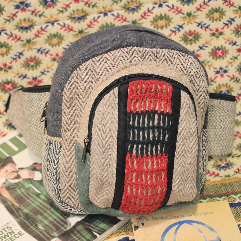 EARTH.er │ Azabu large capacity pockets ● HEMP Huge Fanny Bag│ :: Hong Kong original design brand :: - Messenger Bags & Sling Bags - Other Materials Multicolor
