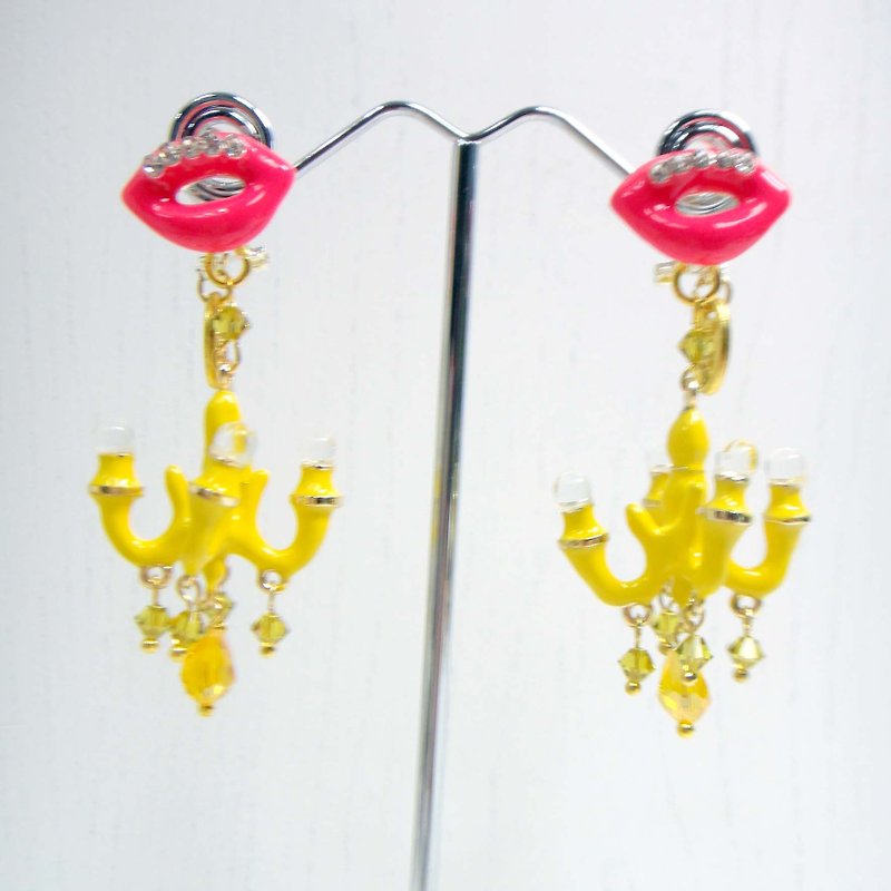 TIMBEE LO bright yellow crystal chandelier earrings - Earrings & Clip-ons - Other Metals Yellow