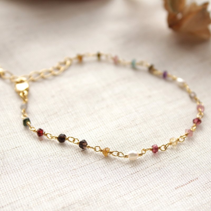 【OCTOBER 10-birthstone-Pink Tourmaline 】elegant bracelet - Bracelets - Gemstone Multicolor