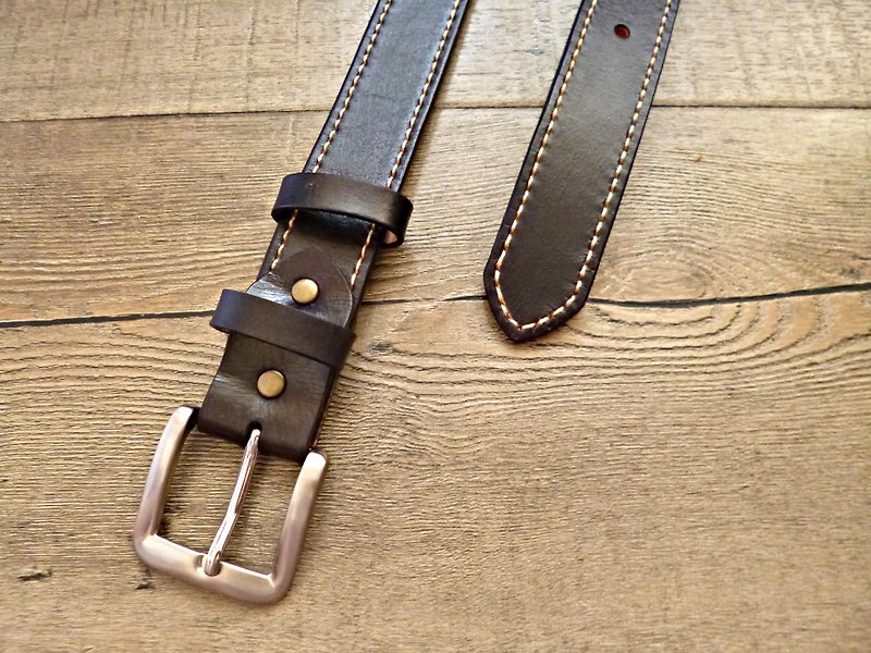POPO│ │ handmade fresh black belt │38 "~ 43" - Belts - Genuine Leather Black