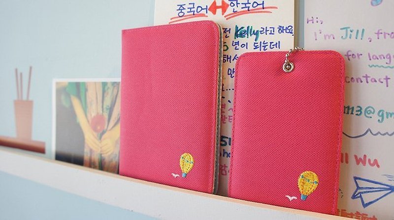 Little Flying 小飛行旅行組-熱氣球 - 證件套/卡套 - 其他材質 粉紅色