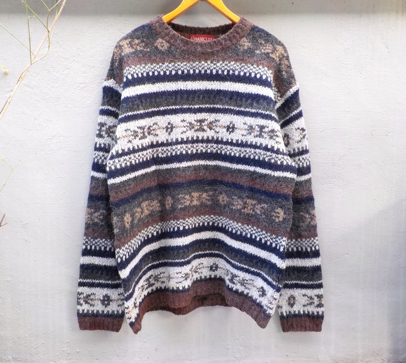 FOAK end Hippies national totem vintage sweater - สเวตเตอร์ผู้ชาย - วัสดุอื่นๆ สีนำ้ตาล