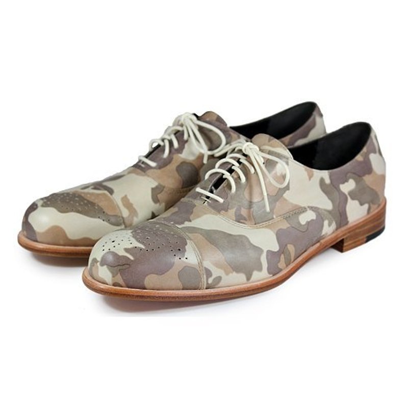Oxford shoes Spurge Laurel M1124 Camo Grey - Men's Oxford Shoes - Genuine Leather Gray