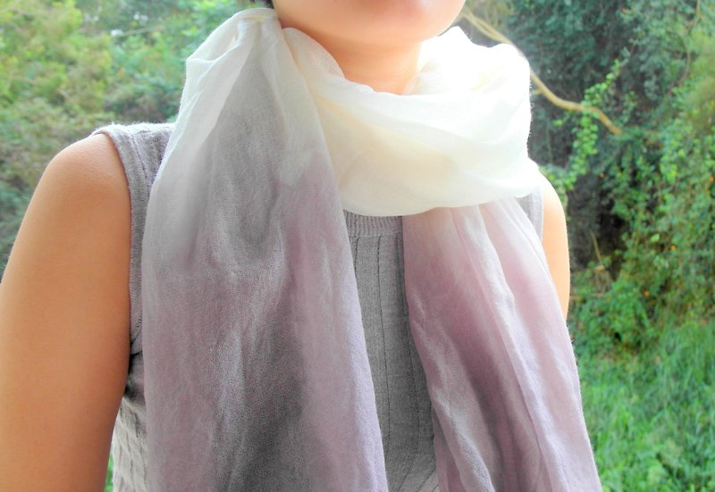 Plant dyed cashmere scarves - shadows - ผ้าพันคอ - ขนแกะ สีเทา