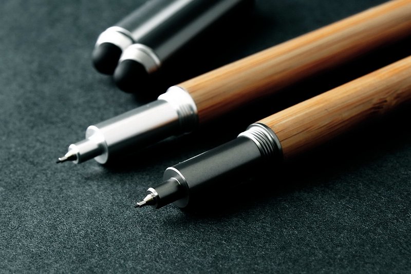 文具好禮開學季 - ECO竹系列書寫觸控兩用中性筆+自動鉛筆組 - 鉛芯筆 - 竹 咖啡色