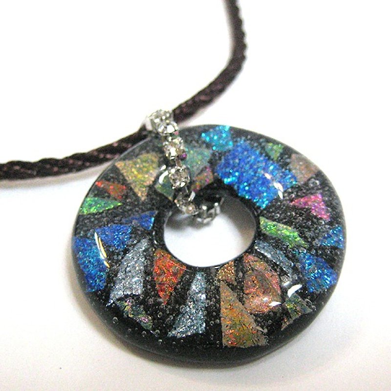 Black Colorful Jewelry Glass Ring Glass Necklace - Necklaces - Glass Black