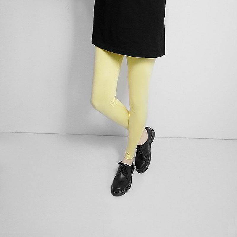 I A N Design natural hand-dyed - inner Shanzhizi super-elastic organic cotton leggings Organic Cotton - Women's Leggings & Tights - Plants & Flowers Yellow