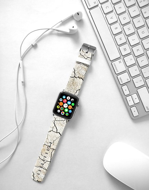 Freshion Apple Watch Series 1 , Series 2, Series 3 - Apple Watch 真皮手錶帶，適用於Apple Watch 及 Apple Watch Sport - Freshion 香港原創設計師品牌 - 白色爆裂圖案 122