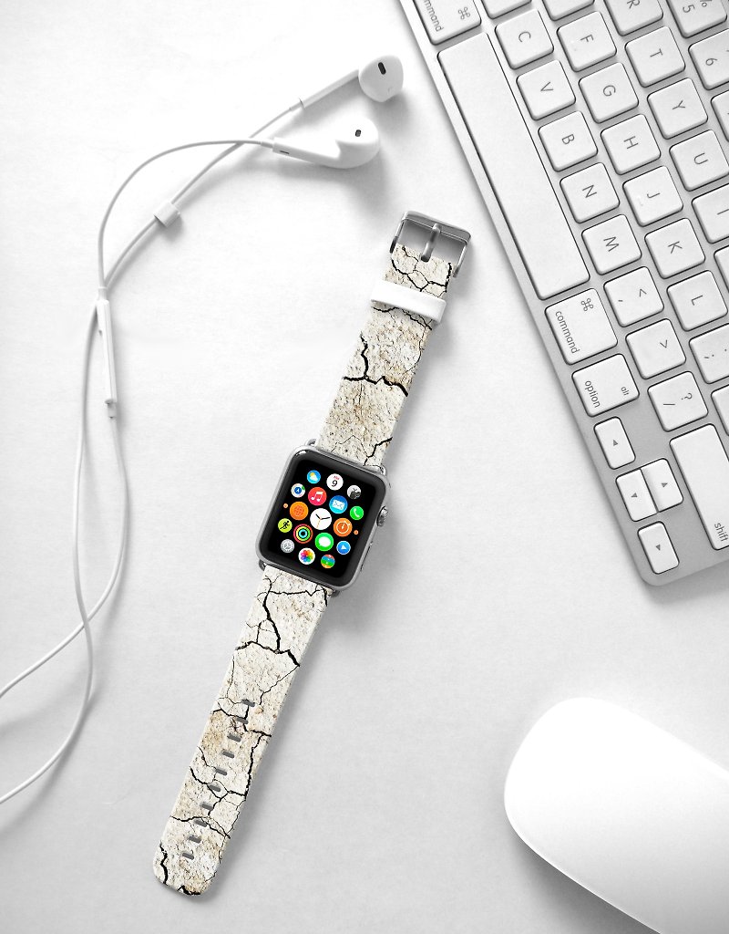 Apple Watch Series 1 , Series 2, Series 3 - Apple Watch 真皮手錶帶，適用於Apple Watch 及 Apple Watch Sport - Freshion 香港原創設計師品牌 - 白色爆裂圖案 122 - 錶帶 - 真皮 