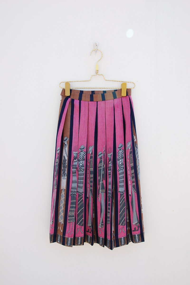 Vintage portrait painting skirt - กระโปรง - วัสดุอื่นๆ 