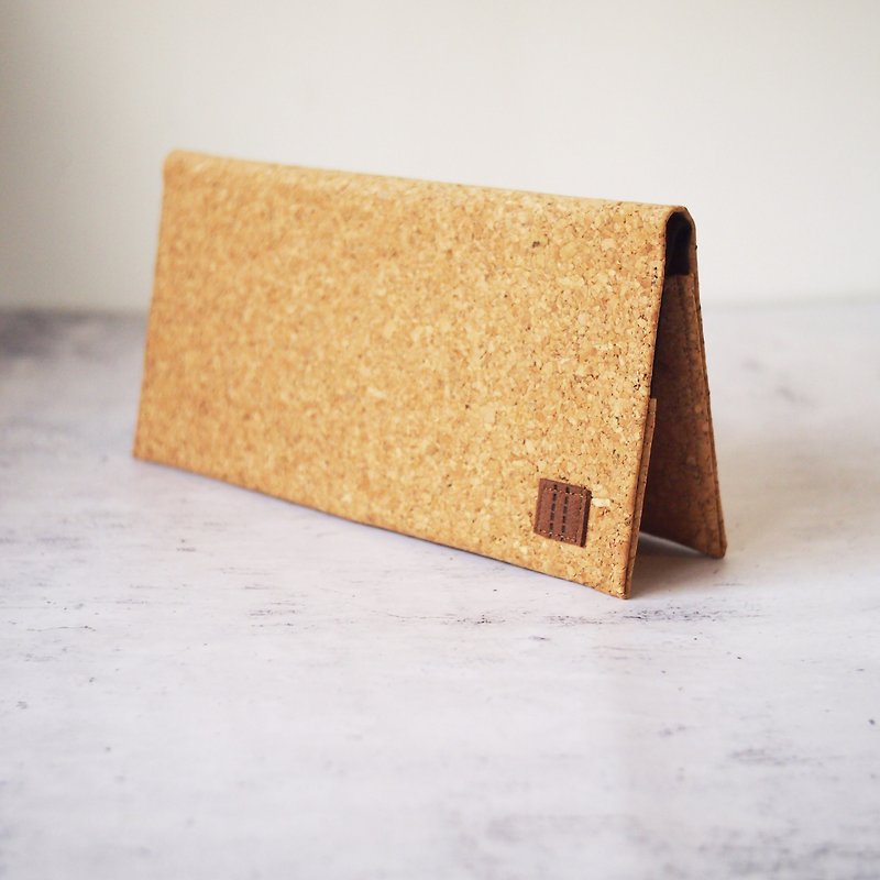 Paralife Custom Handmade Cork Long Wallet / Clutch / Handbag / Purse - Wallets - Cork & Pine Wood Khaki