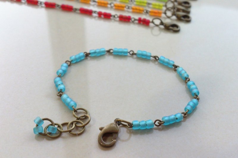 ~ Japanese Bronze bead bracelet blue day Tianshui - สร้อยข้อมือ - วัสดุอื่นๆ สีน้ำเงิน