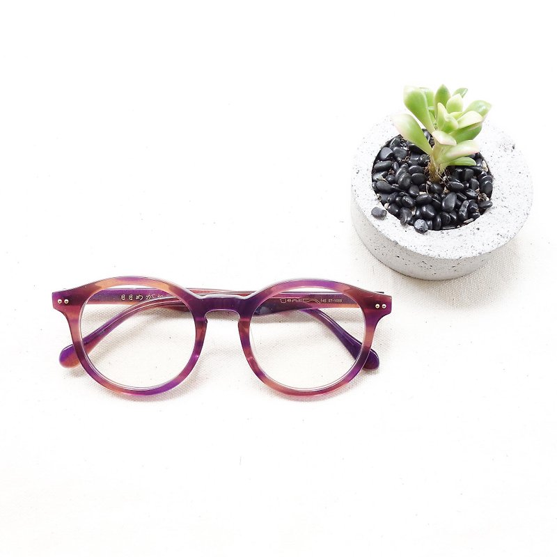 新しい紫色のガラスレトロなべっ甲カラーボックス限定 - 眼鏡・フレーム - プラスチック パープル