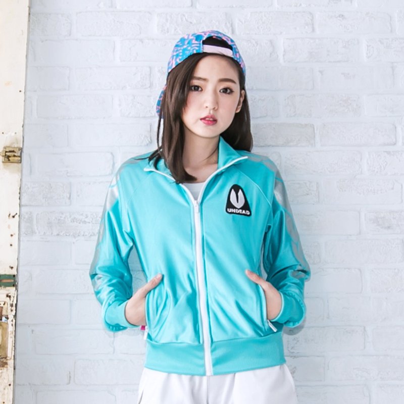 WOMEN'S LOGO silver collar coat - Aurora Blue - เสื้อแจ็คเก็ต - วัสดุอื่นๆ หลากหลายสี