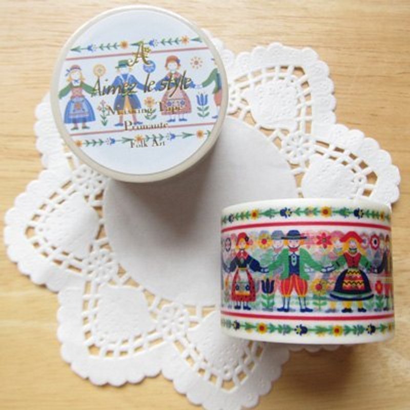 Aimez le style 寬版和紙膠帶 (01917 彩繪人物手拉手) - Washi Tape - Other Materials Multicolor