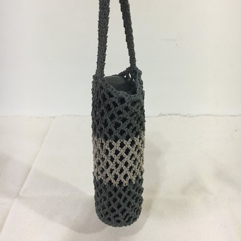 Bottled woven mesh bag, dark gray khaki - Handbags & Totes - Cotton & Hemp Gray
