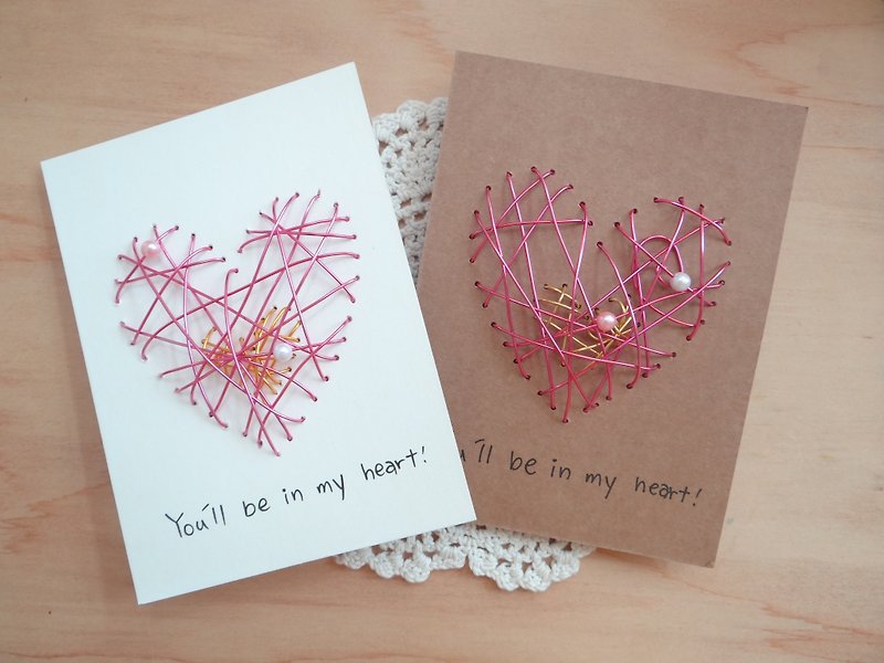 Super Tactile Aluminum Wire Pop-up Card~Happy Valentine's Day - Cards & Postcards - Paper Pink