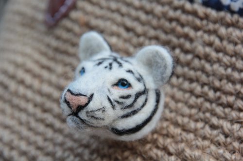 ~Wool Felt Beast Brooch Series~White Tiger
