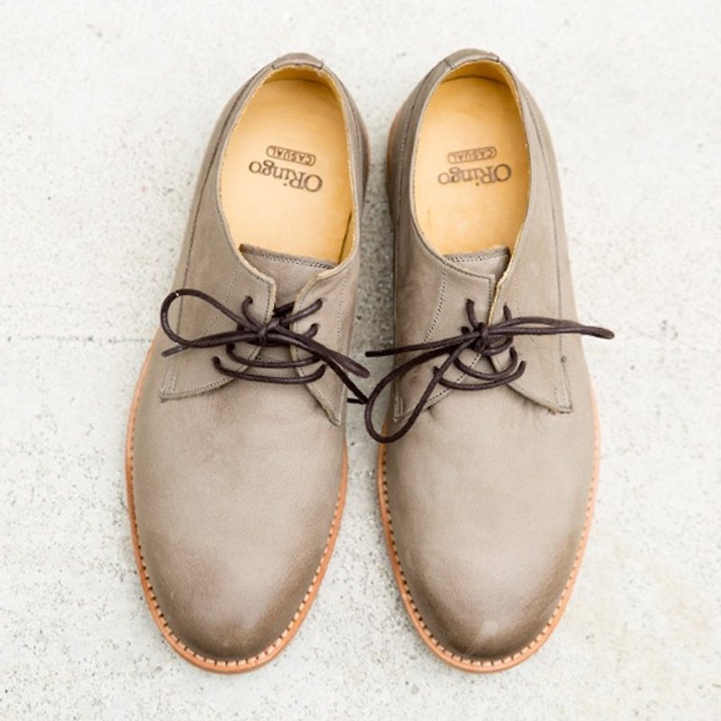 Fruit yield nubuck Derby rubber-soled casual shoes gray fog - รองเท้าลำลองผู้ชาย - หนังแท้ สีเทา