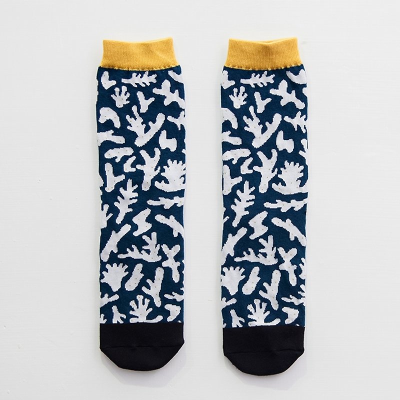 珊瑚白化 / 短襪 - 藍黃色 - 襪子 - 其他材質 藍色