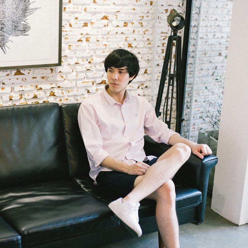 เสื้อเชิ้ตชาย: ทรงตรง-ปกเล็ก - เสื้อเชิ้ตผู้ชาย - ผ้าฝ้าย/ผ้าลินิน สีแดง