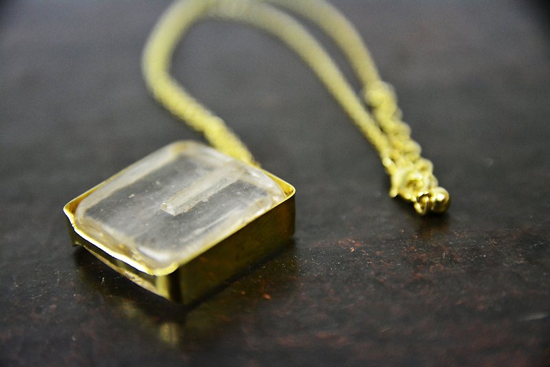 Recycled glass brass necklace _ fair trade - สร้อยคอ - แก้ว ขาว