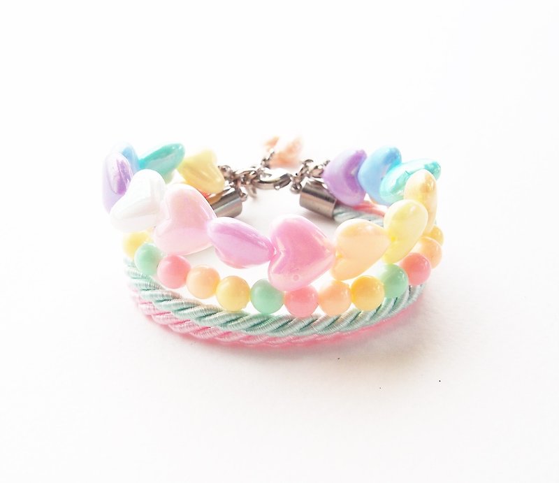 ♥ ELBRAZA ♥ Pastel heart bracelet - 手鍊/手環 - 其他材質 多色