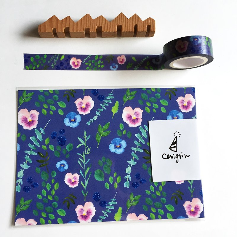 Hibiscus paper tape / flower paper tape - Washi Tape - Paper Blue