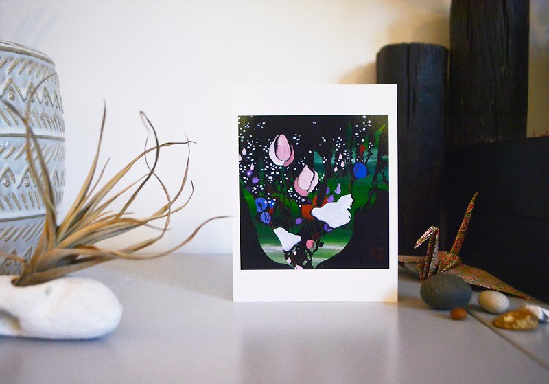 カスミソウ アーティスト ポストカード 紙 カード カード 植物 花 雲 葉 チューリップ - カード・はがき - 紙 ピンク