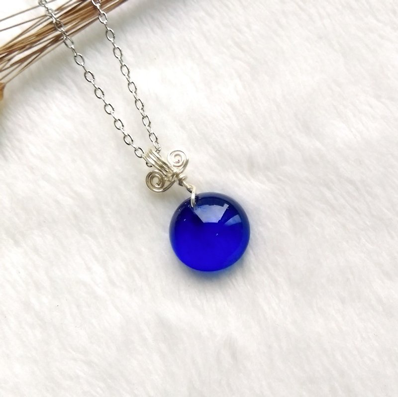Sweetheart Candy Glass Necklace - Mediterranean Blue - สร้อยคอ - แก้ว สีน้ำเงิน