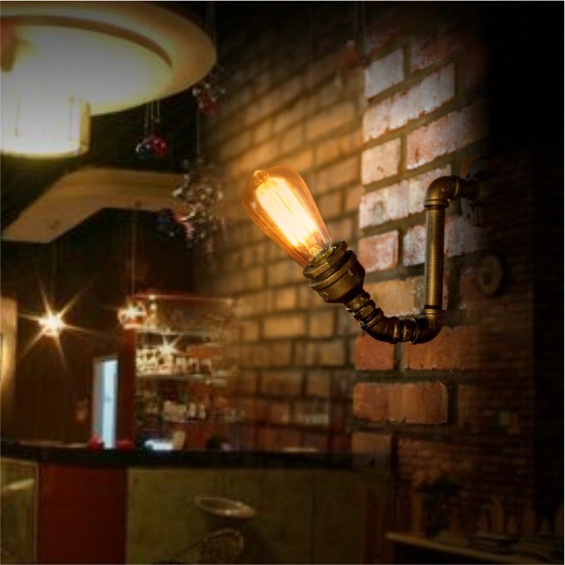 loft懷舊復古創意畫廊展廳咖啡廳愛迪生水管工業壁燈 - 燈具/燈飾 - 其他金屬 咖啡色