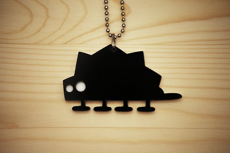 【Peej】‘Extinct Dino’ Double layered Acrylic key chains/necklaces - Keychains - Acrylic Black