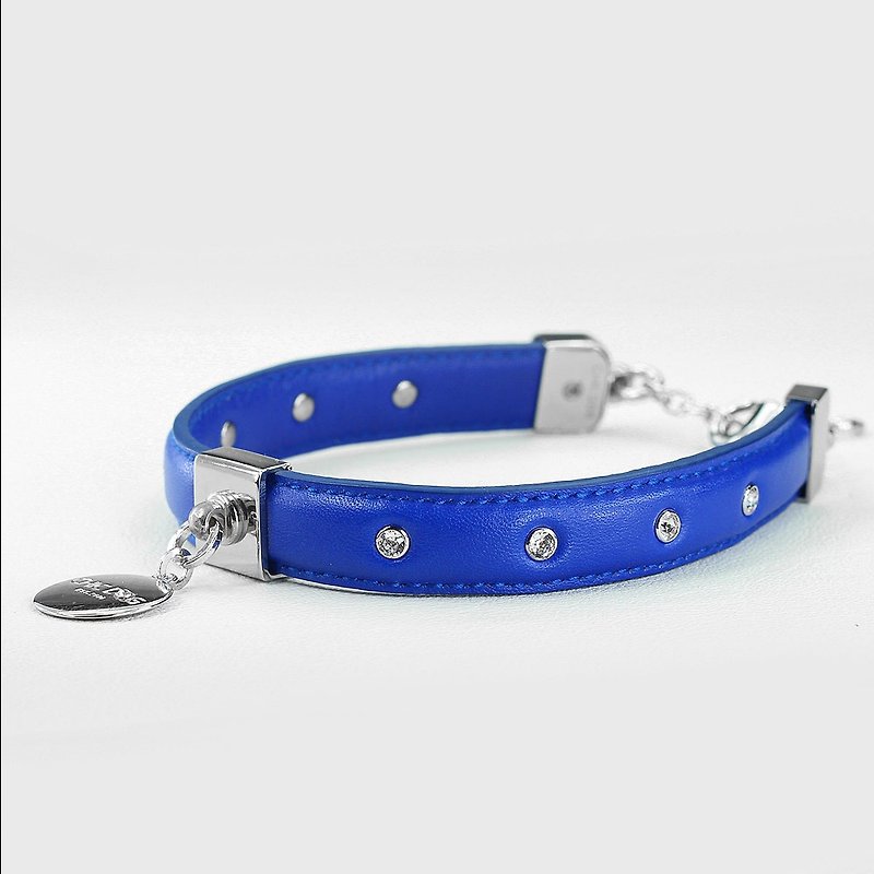 [Dual purpose] point diamond leather leather collar ((send lettering)) - Collars & Leashes - Genuine Leather 
