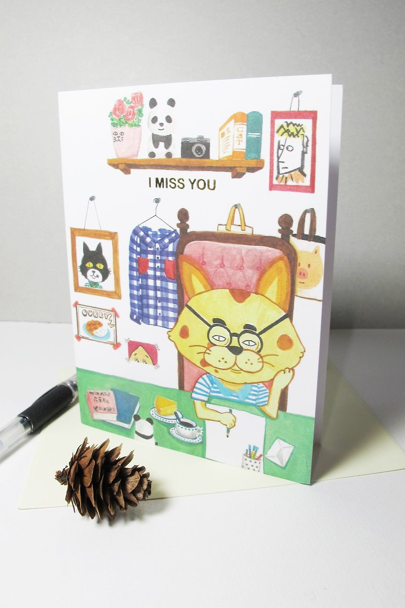 Panda Grocery Store-Cat's Missing Missing Card Bronzing Valentine's Day Card - การ์ด/โปสการ์ด - กระดาษ สีทอง