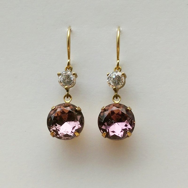 Purple antique glass CZ Earrings - Earrings & Clip-ons - Gemstone 