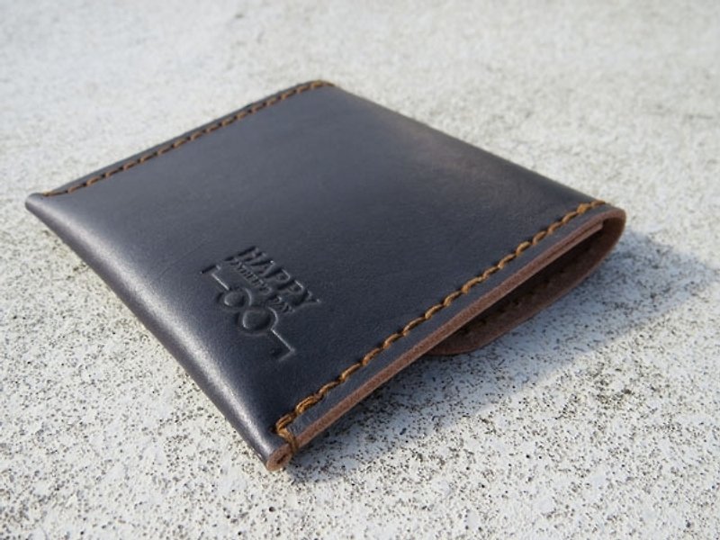 Gift/handmade leather coin purse/black/brown/free brand name - กระเป๋าใส่เหรียญ - หนังแท้ สีดำ