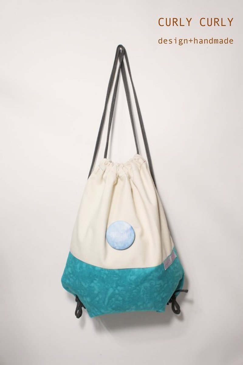 [CURLY CURLY] Pure Bags _The azure (贈送限定款別針一枚) - Drawstring Bags - Other Materials Blue