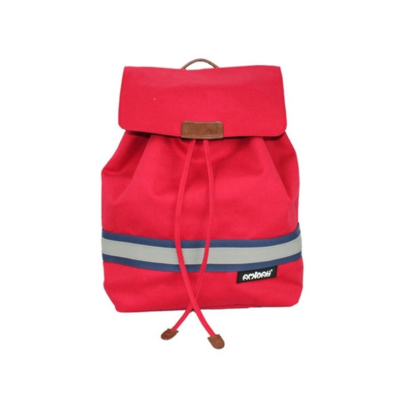 AMIMAH-休閒感水手風帆布背包(3色)【am-0172】 - 側背包/斜孭袋 - 棉．麻 紅色