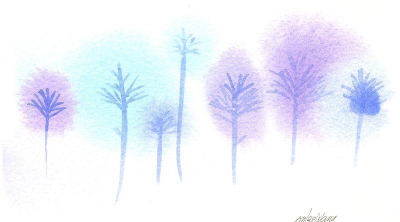 「療癒系樹林系列1-48」水彩手繪限量版明信片/賀卡 - Cards & Postcards - Paper Blue