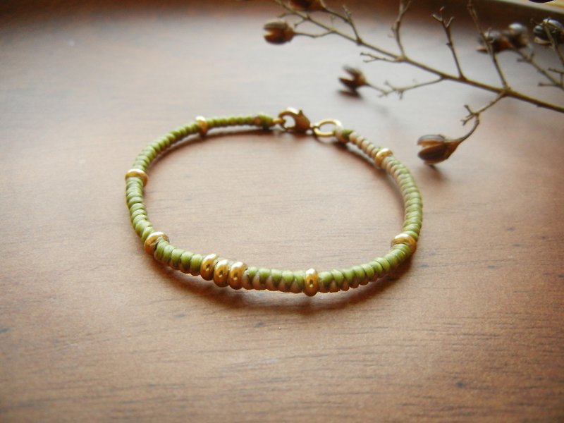 *coucoubird*color woven silk wax line bracelet - brown green - Bracelets - Other Materials Multicolor