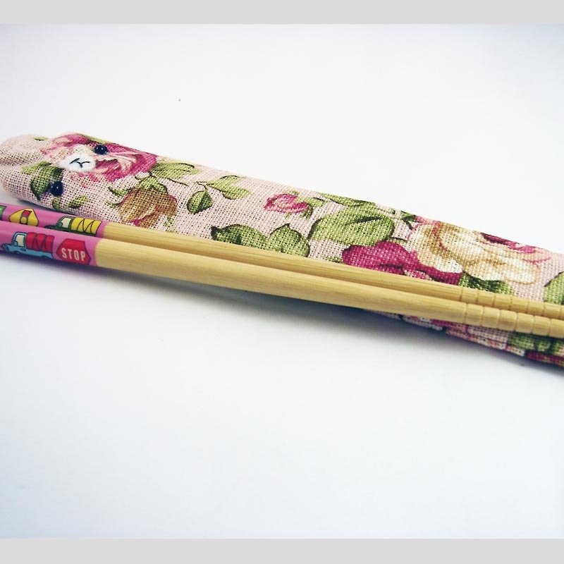 Cheerful. Portable chopsticks set / environmentally friendly chopsticks / chopsticks / tableware pink rose - Chopsticks - Other Materials Pink