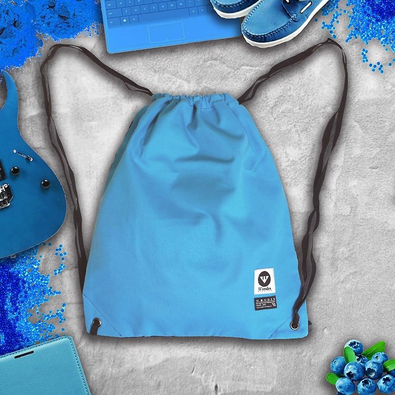 [Firmament Sky] 青空蒼穹藍 手工 帆布 束口袋 - 水桶袋/索繩袋 - 其他材質 藍色