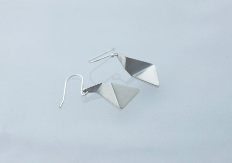 摺紙 - 閃電型 - 耳環/耳夾 - 純銀 銀色
