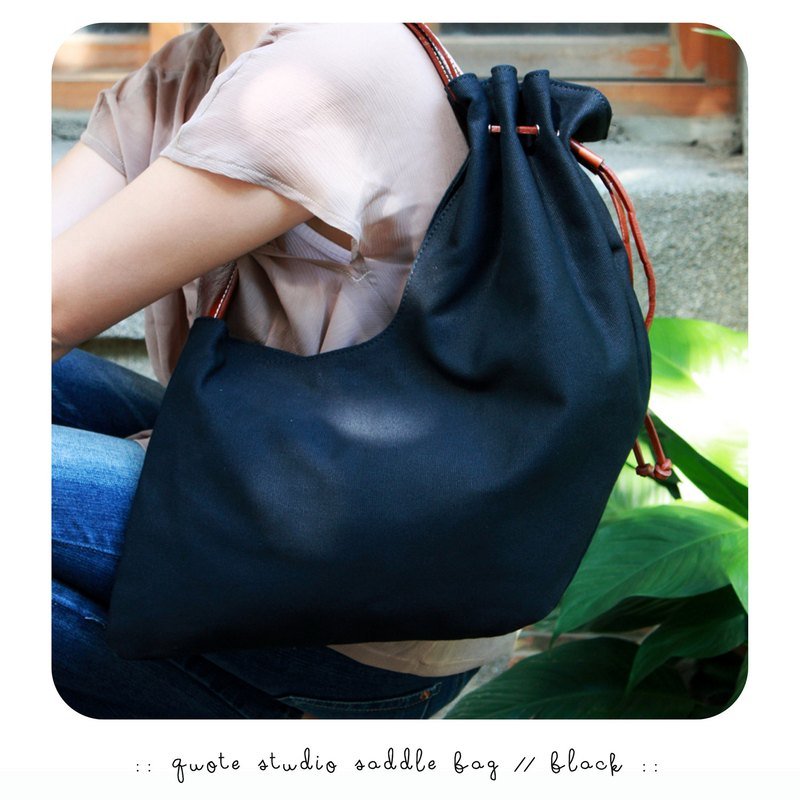 馬鞍包 Saddle bag -- Black 黑色 - 側背包/斜背包 - 真皮 黑色